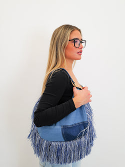 Sac à franges en denim