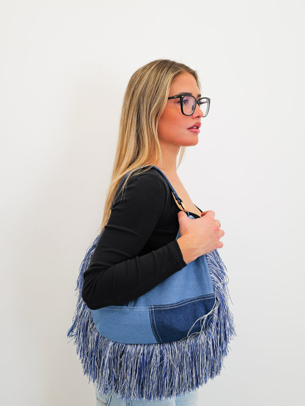 Sac à franges en denim