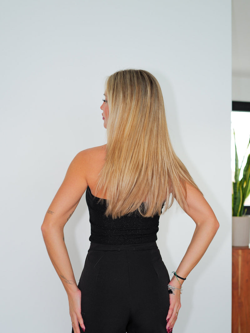 Top licou en lurex noir