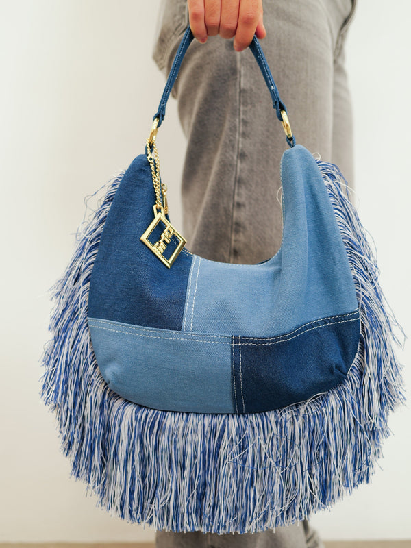 Sac à franges en denim