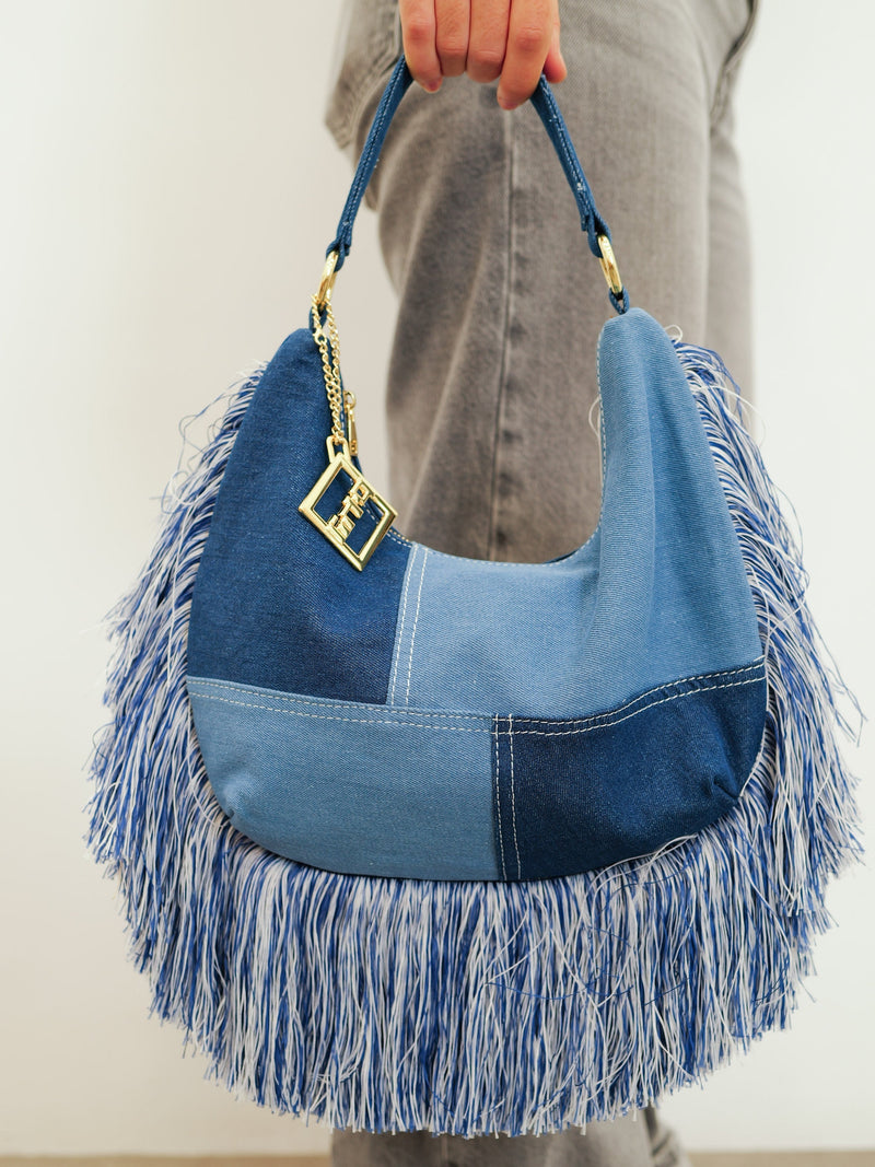 Sac à franges en denim