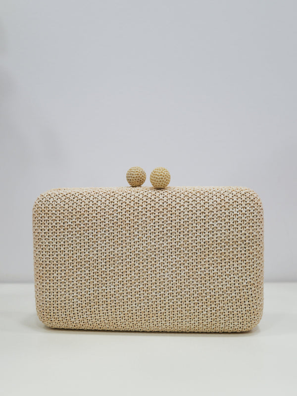 Pochette de soirée effet raphia beige