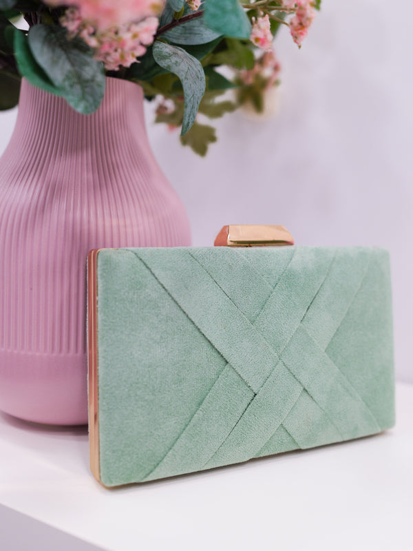 Pochette tressée menthe