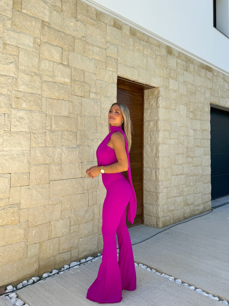 Puple multi-layer tulle jumpsuit