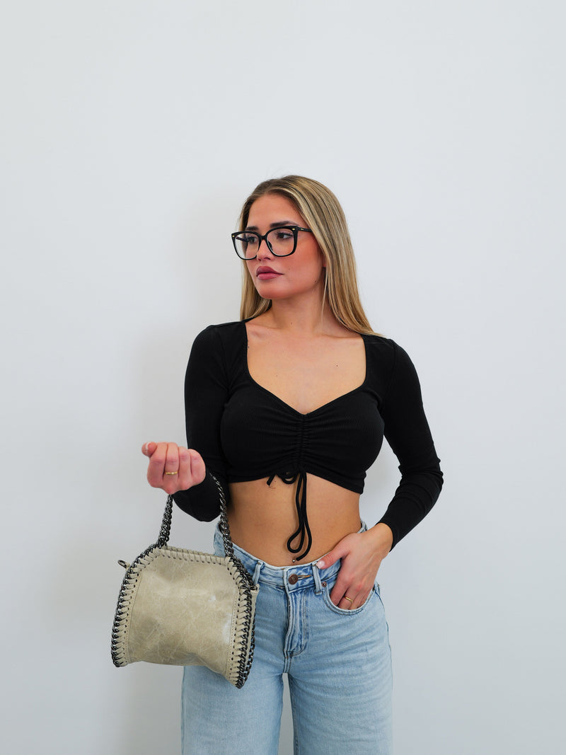 Sac de poche à paillettes crème