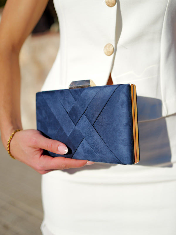 Pochette tressée marine