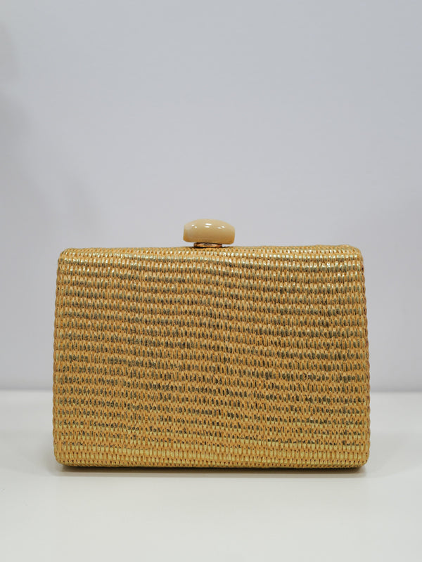 Pochette en raphia doré