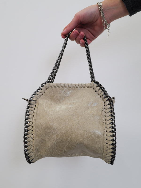 Sac de poche à paillettes crème