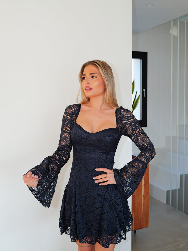 Romantic navy lace dress