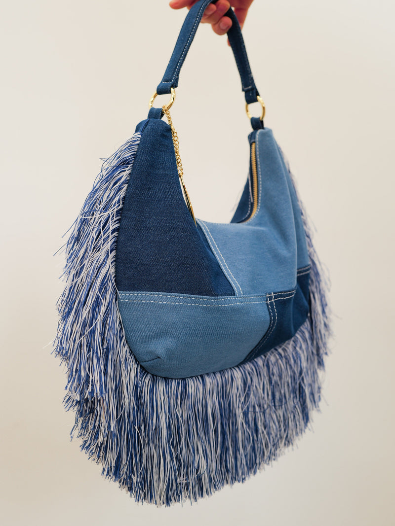 Sac à franges en denim