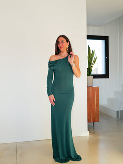 Robe à manches asymétriques avec détails de bouteilles