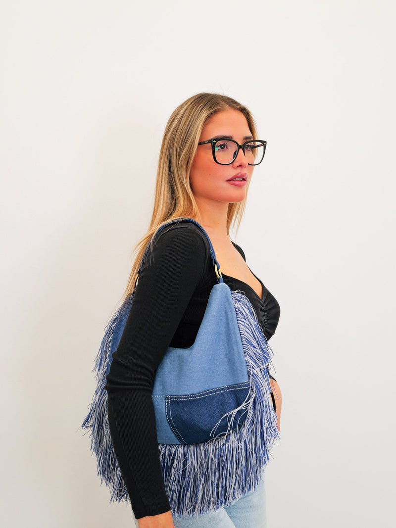 Sac à franges en denim