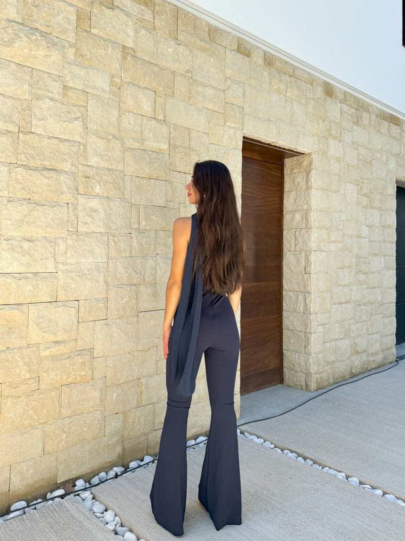 Burgundy backless bandeau jumpsuit