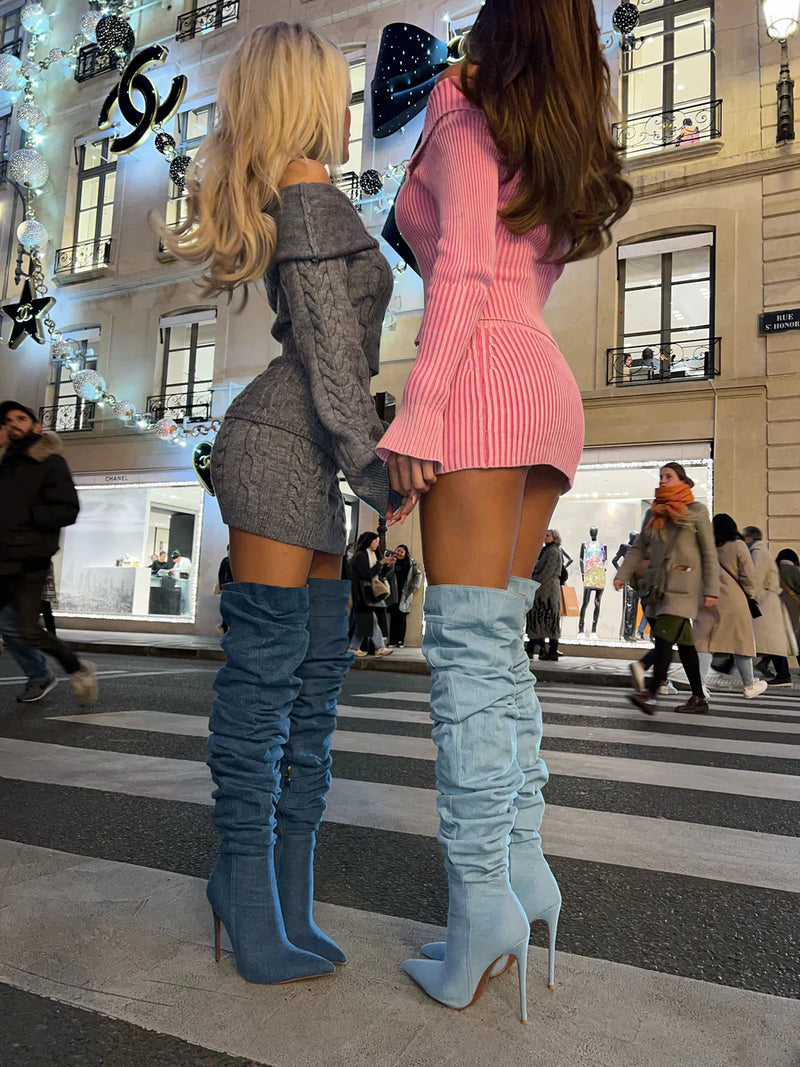 Denim Boots - Blue