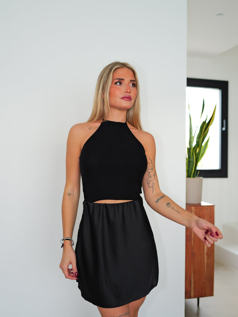 Top licou en lurex noir