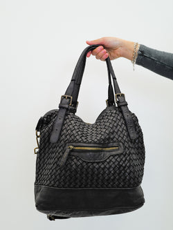 Grand sac noir tressé
