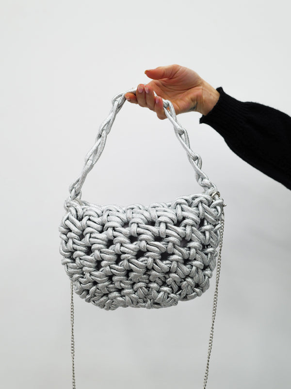 Sac à main à nœud argenté