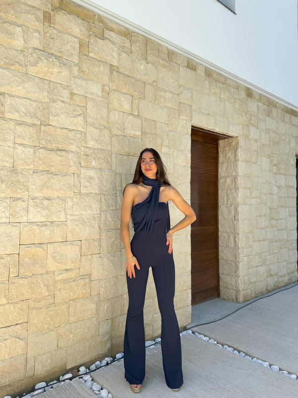 Burgundy backless bandeau jumpsuit