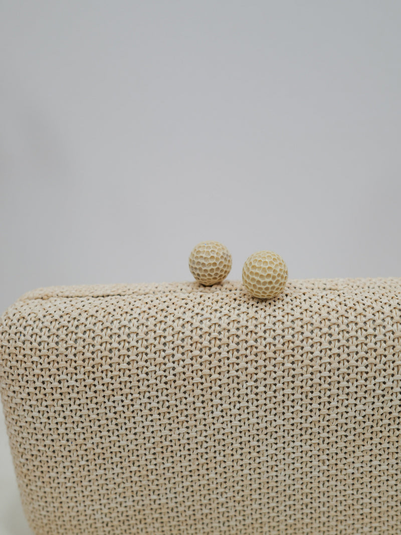 Pochette de soirée effet raphia beige