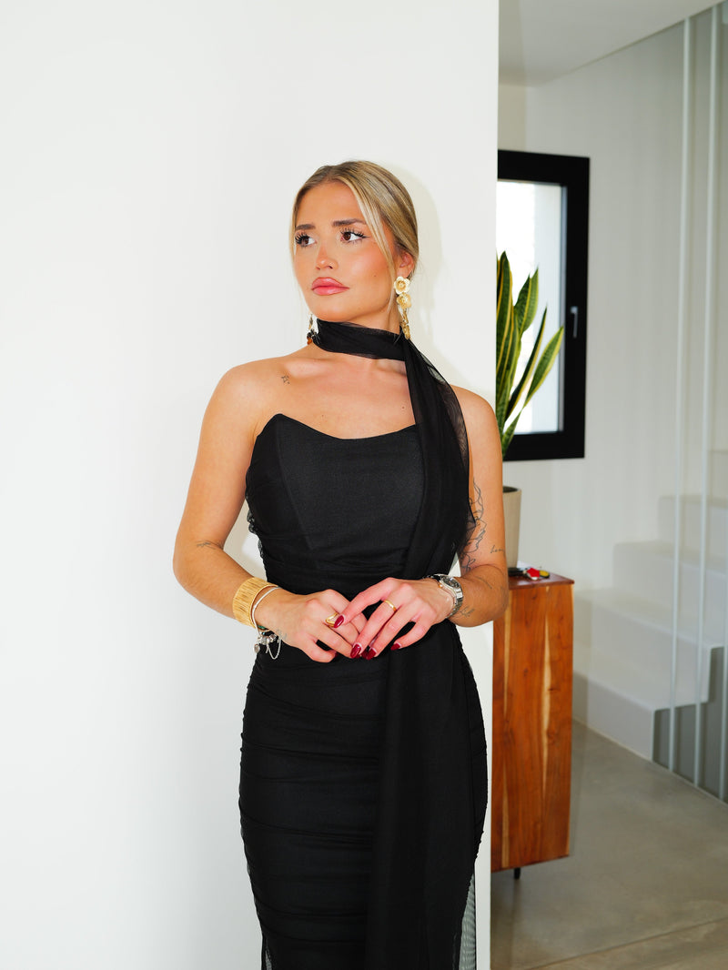 Tour de cou en tulle noir