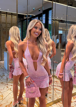 Kristina Diamanté Dress - Rose