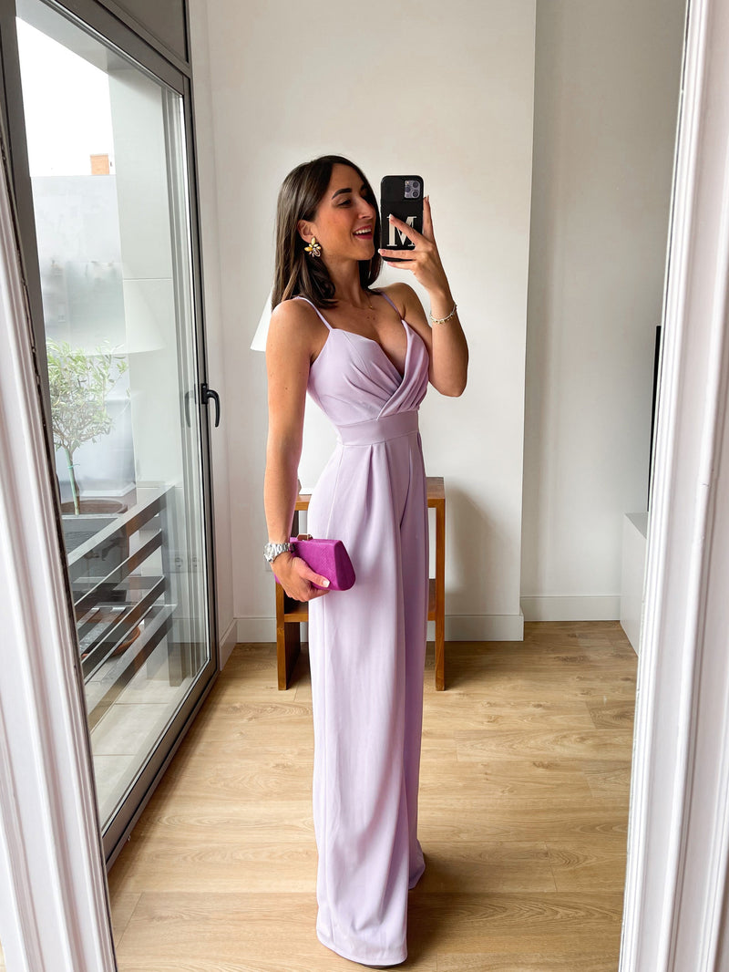 Lilac crepe sweetheart jumpsuit