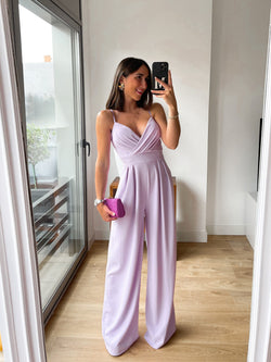 Lilac crepe sweetheart jumpsuit