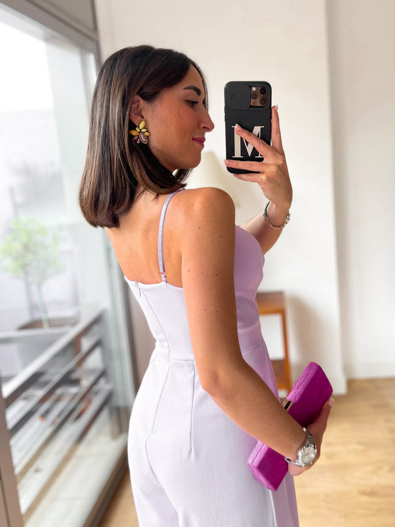 Lilac crepe sweetheart jumpsuit